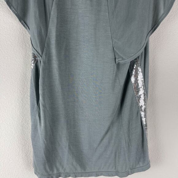 Michael Stars Jersey Sequin Top Womens One Size Gray Flutter Sleeve V Neck NWT - Picture 11 of 12